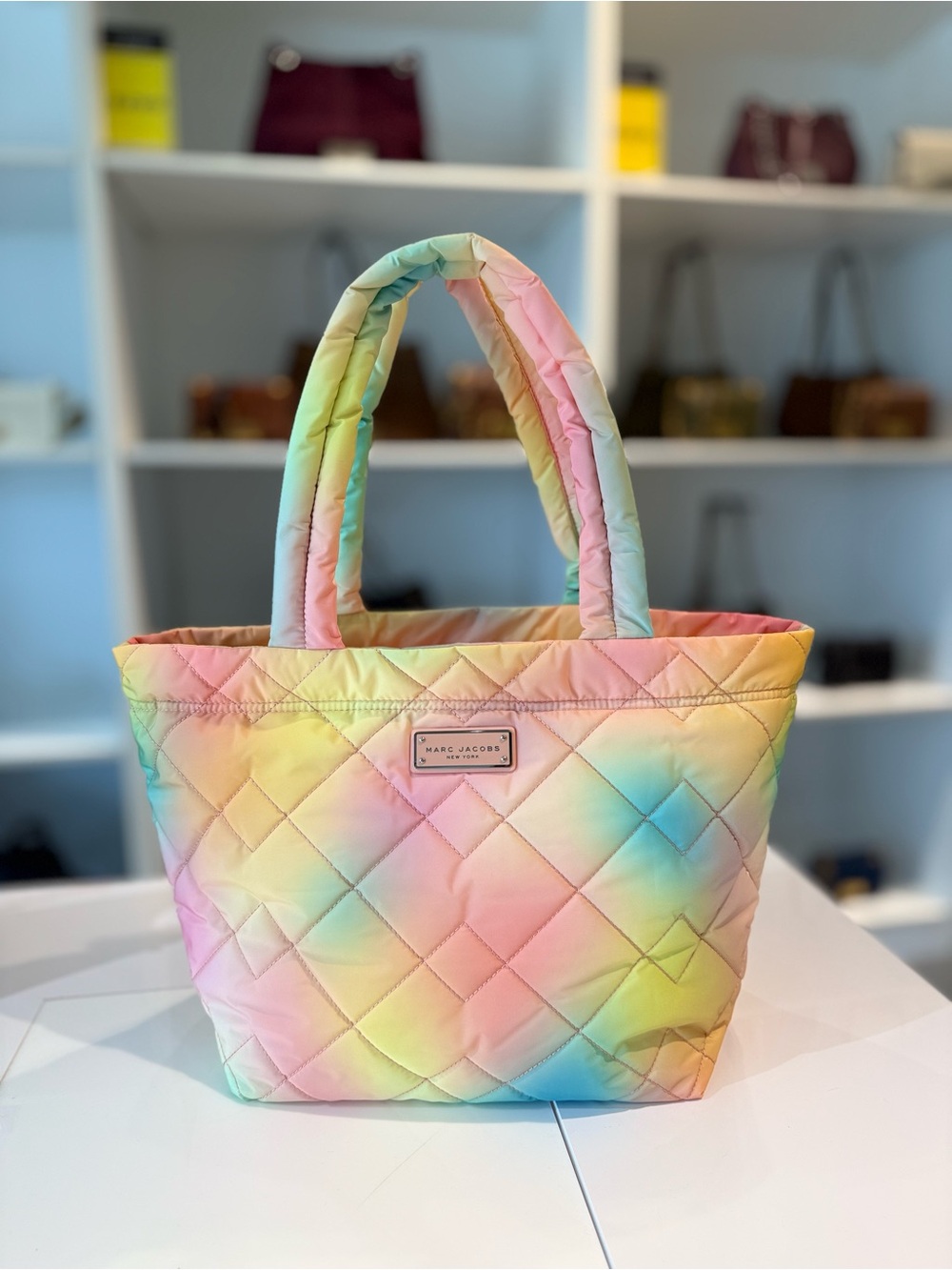 NWT Marc Jacobs quilted nylon medium tote -desert sun multi
